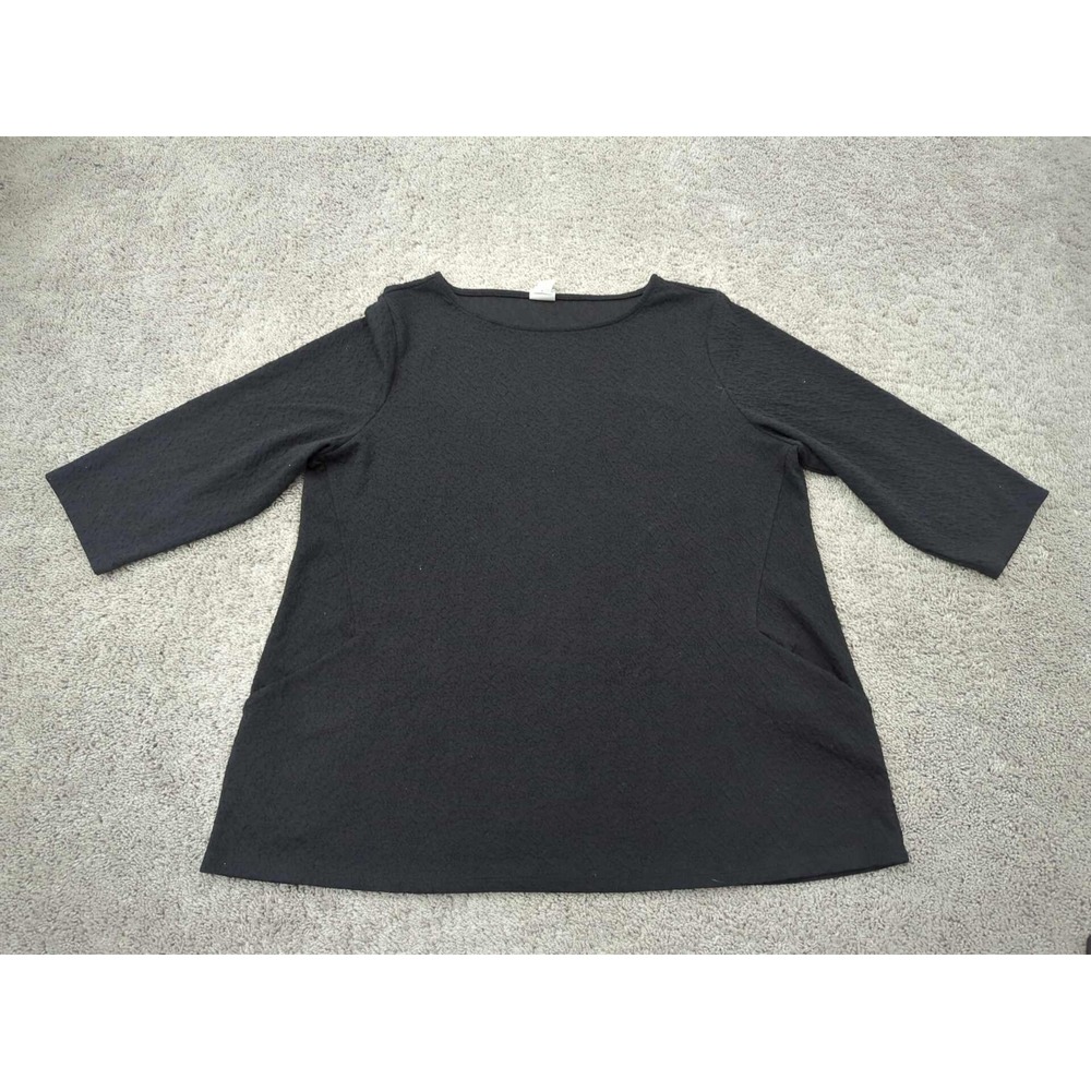 Chino's Tunic Top Womens XXL Black‎ 3/4 Sleeve Pockets Casual